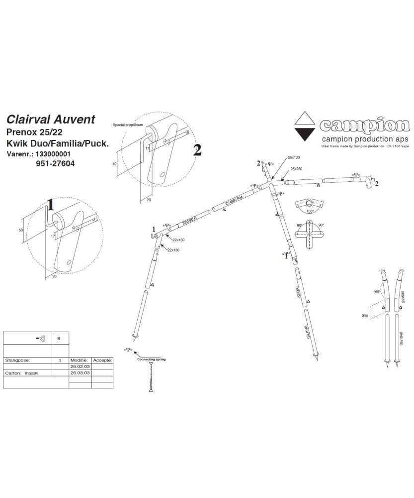 ARMATURE ERIBA KWIK PUCK-FAMILIA DUO ACIER Loisirs Caravaning