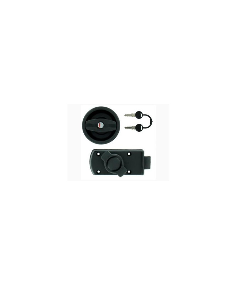 SERRURE DE PORTE NOIRE BOUTON Loisirs Caravaning