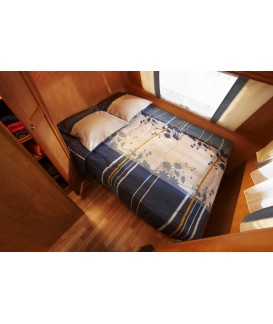 LIT TOUT FAIT POLYDON 140 X 210 IMPRIME BLEU TRIGANO Loisirs Caravaning