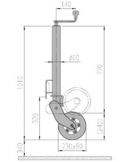 ROUE JOCKEY AL-KO ø60 RENFORCEE AVEC SUPPORT VERSION RALLONGEE Loisirs Caravaning